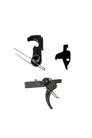 Shock trigger for gun isolate on white background. Gun trigger. Repair spare part.の写真素材
