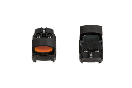 Modern optical collimator sight. Aiming device for shooting at short distances. Isolate on a white background.の写真素材