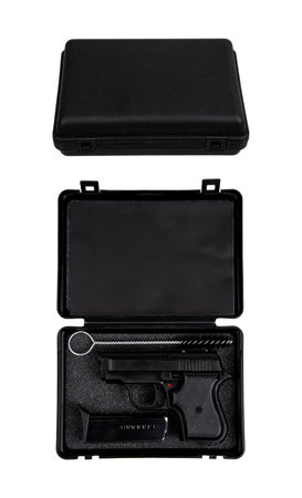 Modern semi-automatic pistol. A short-barrel weapon for self-defense. Arming the police, special...