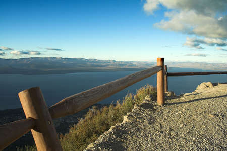 fence and lakeの写真素材