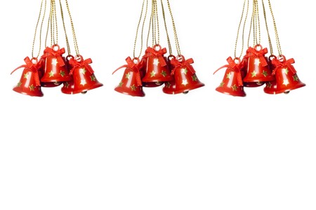 three goups of hanging tinkle bells. horizontal image.の写真素材