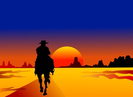 Solitary horse rider on mystery tour - illustration.の写真素材