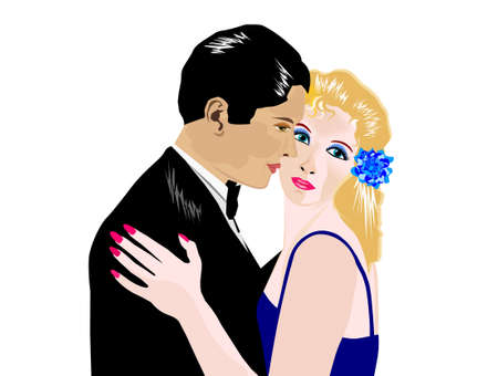 Man and woman at romantic danceの写真素材