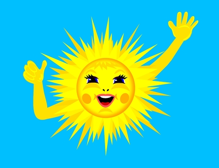 Happy, laughing and waving sunの写真素材