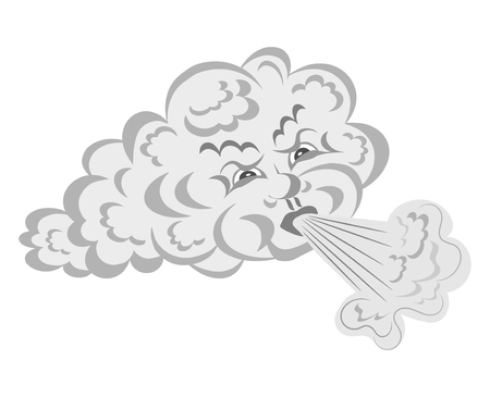Wind blows from the cloud - cartoonの写真素材