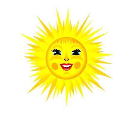 Summer radiant and smiling sun - illustrationの写真素材