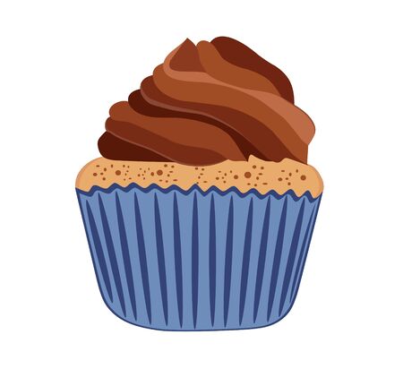 Cake with chocolate cream on a white backgroundの写真素材