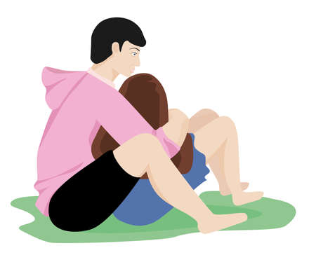 Couple of people on Valentine s Day or Weddings, couple in love. Dateのイラスト素材