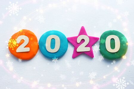 2020 background .The concept of the new 2020. New year with colorful numbers 2020 on white...