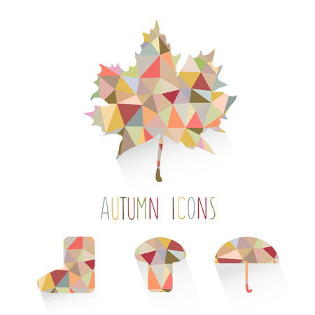 Geometric vector illustration autumn elements isolated on whiteのイラスト素材