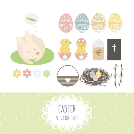 Easter vector collection isolated on white.のイラスト素材