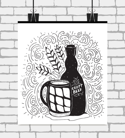 Vintage craft beer brewery design concept. Vector typography illustrationのイラスト素材