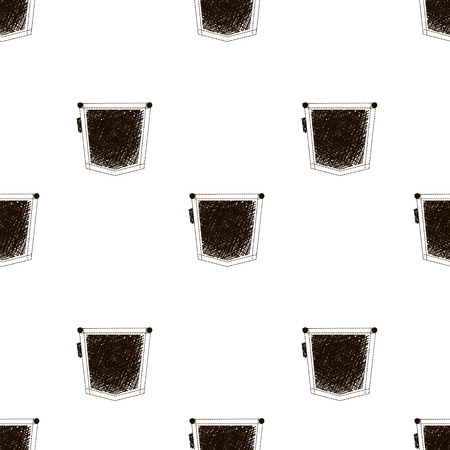 Seamless pattern with jeans pockets. Black and white doodle texture. Vector illustrationのイラスト素材