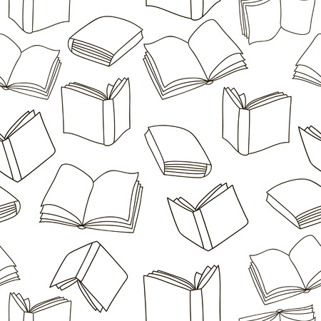 Seamless outline books pattern. Vector Monochrome texture. Vector seamless textureのイラスト素材
