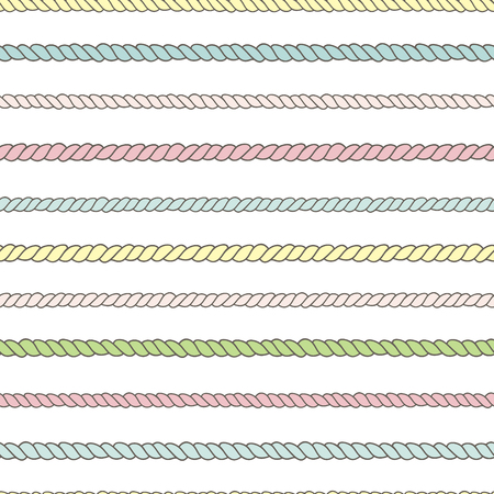 Seamless colorful rope pattern. Hand drawn Vector texture. Vector illustrationのイラスト素材