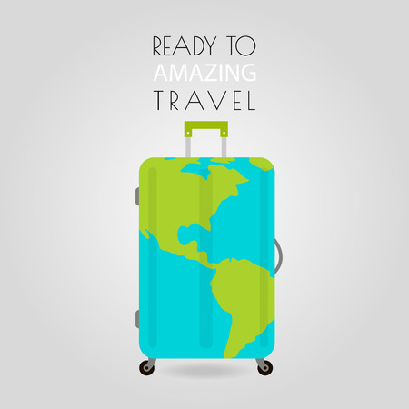 Suitcase icon. Travel concept. Suitcase with Earth on surface. Suitcase icon best. Suitcase icon image. Vector Illustrationのイラスト素材