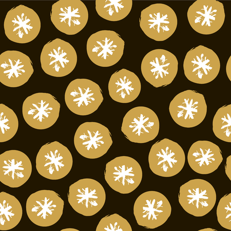 Seamless Holiday hand drawn pattern with snowflakes. Vector Illustrationのイラスト素材