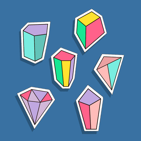 Fashion Patches vector set with colorful diamond and crystalsのイラスト素材