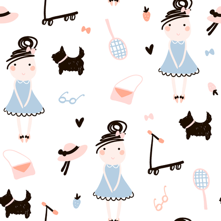 Creative kids seamless pattern. Childish texture for fabric, textile.Vector Illustrationのイラスト素材