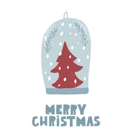 Cute winter greeting background with snowball. Holiday and christmas illustration. It can be used for greeting card, posters, apparelのイラスト素材