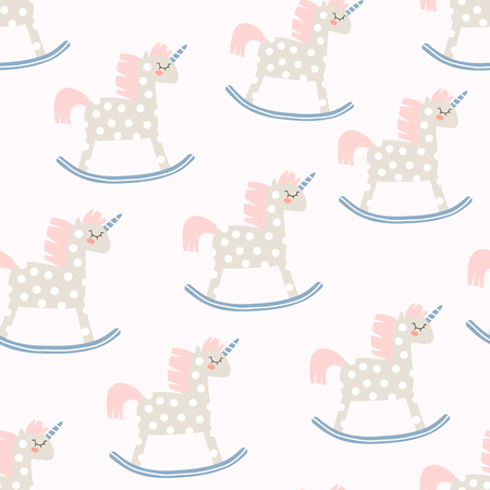 Childish seamless pattern with cute horse toy. Great for fabric, textile.のイラスト素材