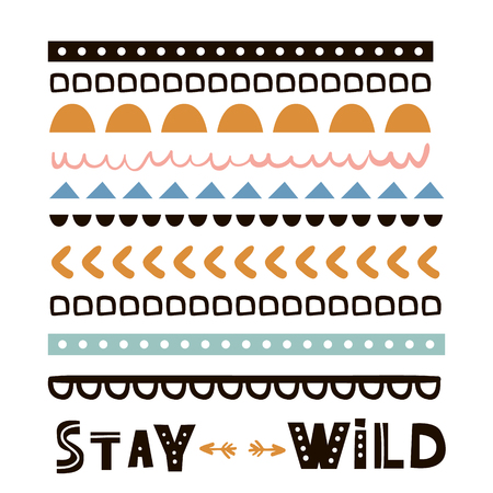 Stay wild quote design, t-shirt print, tribal vector print for apparel, poster, cardのイラスト素材