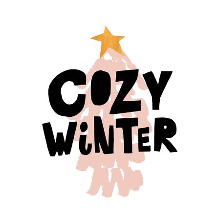 Creative handsketched lettering winter concept. Christmas hand drawn phrase. Perfectly look on cards, t-shirt, poster, nursery decoration, apparel design. Kids Vector Illustrationのイラスト素材