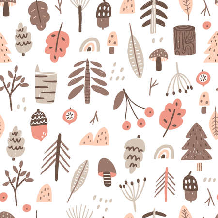 Seamless monochromatic forest pattern. Perfect for fabric, textile. Creative Vector backgroundのイラスト素材