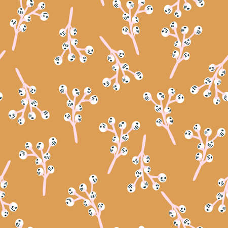 Seamless pattern with berry branches in minimalistic style. Creative hight detailed floral texture....
