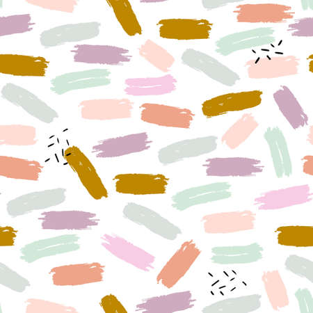 Seamless hand drawn brush stroke pattern. Modern artistic texture. Great for fabric, wallpaper, textile.のイラスト素材