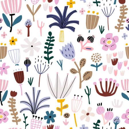 Seamless abstract floral pattern. Spring, summer background. Perfect for fabric design, wallpaper, apparel. vector illustrationのイラスト素材