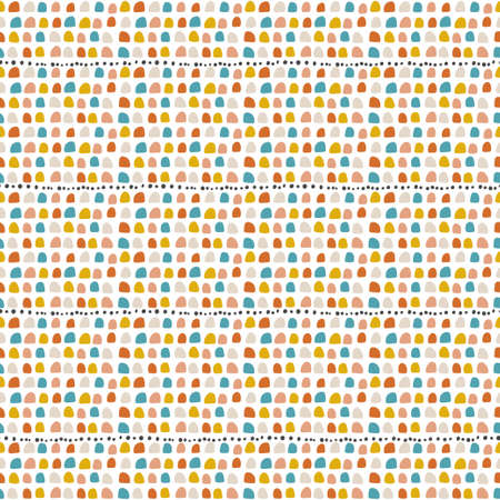 Seamless hand drawn pattern with colorful abstract shapes made with ink. Abstract texture for fabric, textile, apparel. vector illustrationのイラスト素材