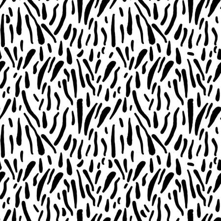 Seamless pattern with hand drawn black brush strokes on white background. Creative artistic modern texture for fabric, wrapping, textile, wallpaper, apparel. vector illustrationのイラスト素材