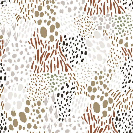 Seamless animal hand drawn pattern. Wild print jungle texture. vector illustrationのイラスト素材