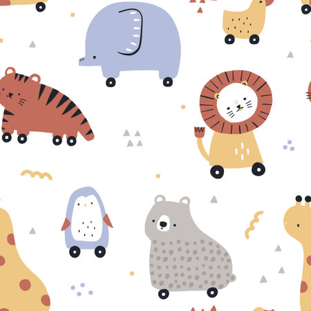 Seamless childish pattern with cute rocking toys pattern. Kids print for fabric, textile. vector illustrationのイラスト素材
