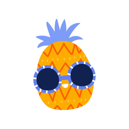 Funny pineapple characters summer print. Vector illustrationのイラスト素材