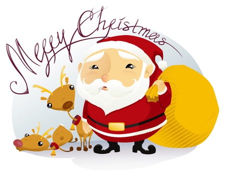 The vector illustration of the Santa Claus and his Reindeersのイラスト素材