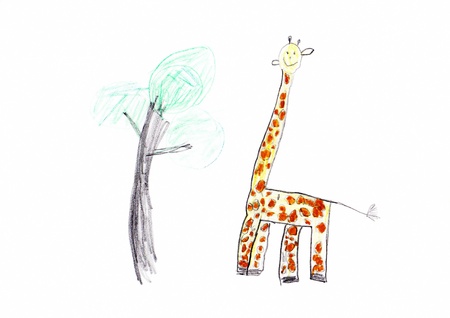 Child s drawing of a Cute Giraffeの写真素材