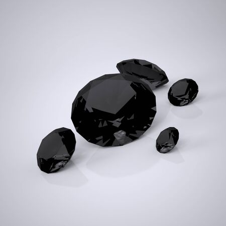 Black Brilliants. The Three-dimensional Black Diamonds. Digitally Generated Image. Rendering in 3D Programの写真素材