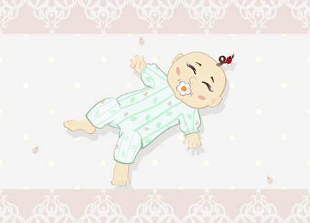 Newborn baby. The vector illustration of the Newborn baby with Pacifier - Design Greeting Card, Invitation.のイラスト素材