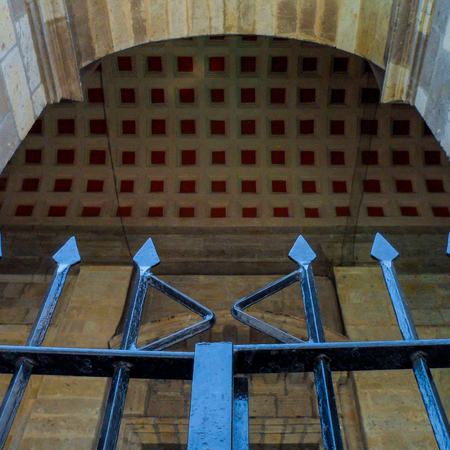 Fence on the entrance of the public libraryの写真素材