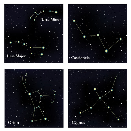 Set of constellations. Vector space and stars illustrationのイラスト素材