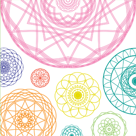 Decorative mandalas. Round geometric ornament setのイラスト素材