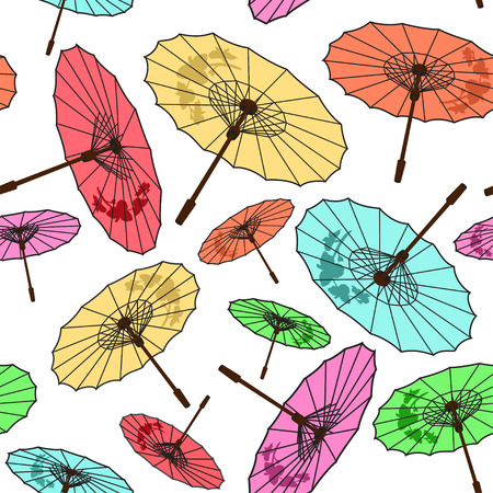 Seamless color umbrellas background patternのイラスト素材