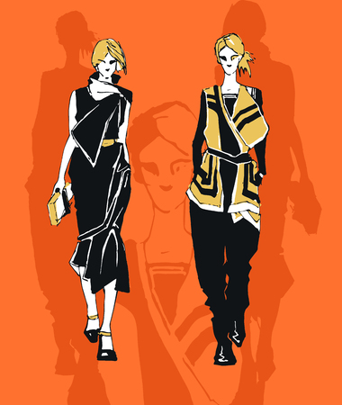 feminine style fashionのイラスト素材