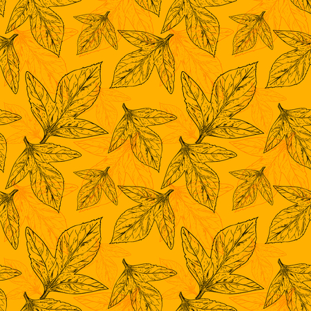 Summer seamless pattern plant leavesのイラスト素材
