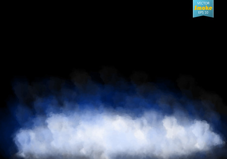 Fog or smoke isolated transparent special effect. White vector cloudiness, mist or smog background. Vector illustrationのイラスト素材