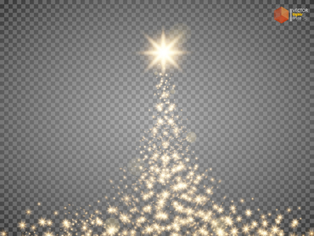 Vector golden sparkling falling star. Stardust trail. Cosmic glittering wave. Gold glittering stars dust trail sparkling particles on transparent background. Space comet tailのイラスト素材