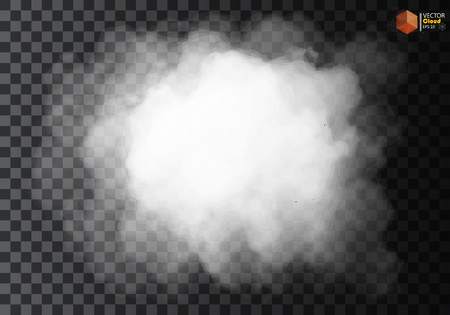 Fog or smoke isolated transparent special effect. White vector cloudiness, mist or smog background. Vector illustrationのイラスト素材