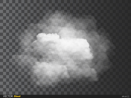 Fog or smoke isolated transparent special effect. White vector cloudiness, mist or smog background. Vector illustrationのイラスト素材